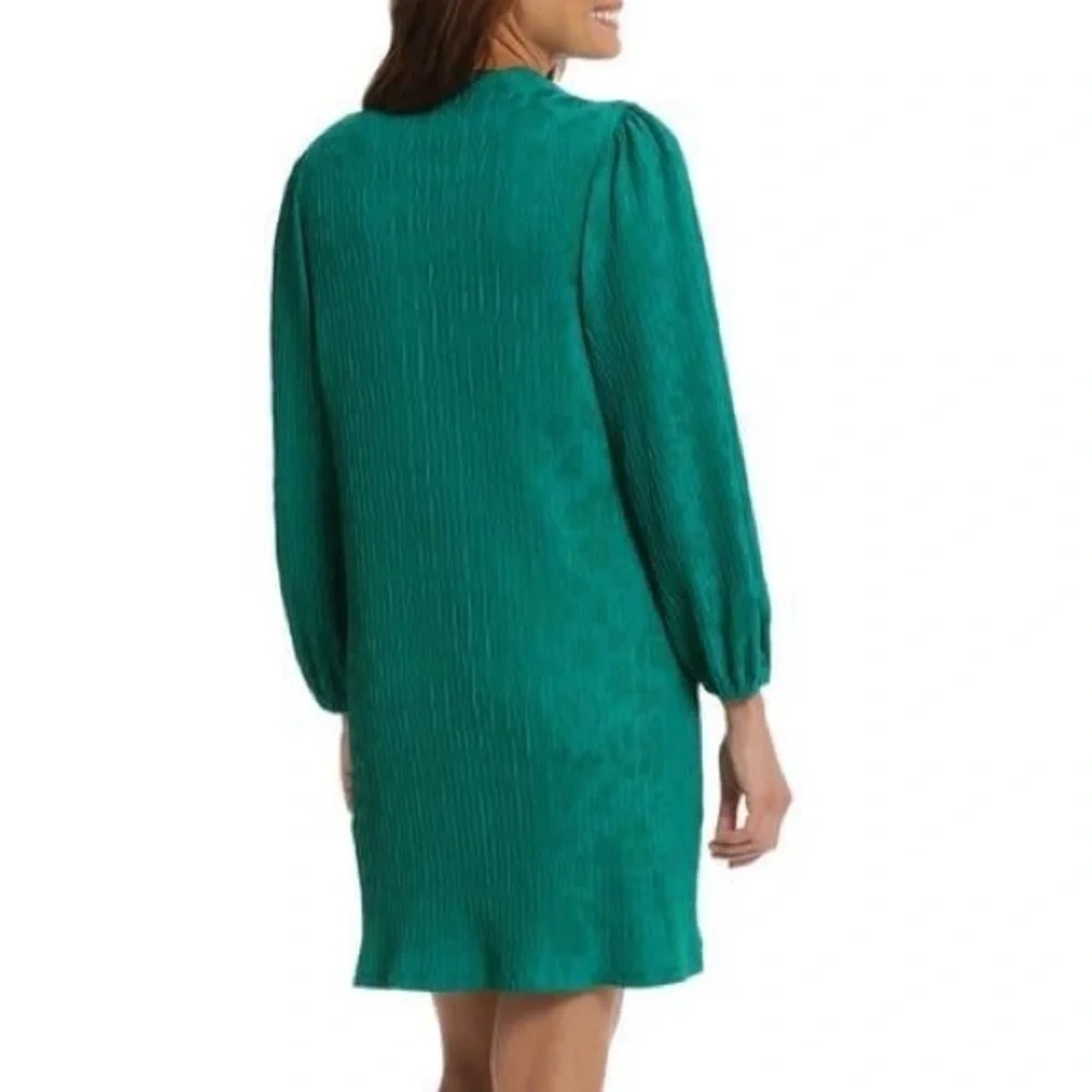 Maggy London NWT Long Sleeve Jacquard Shift Dress Green Large Christmas Holiday
